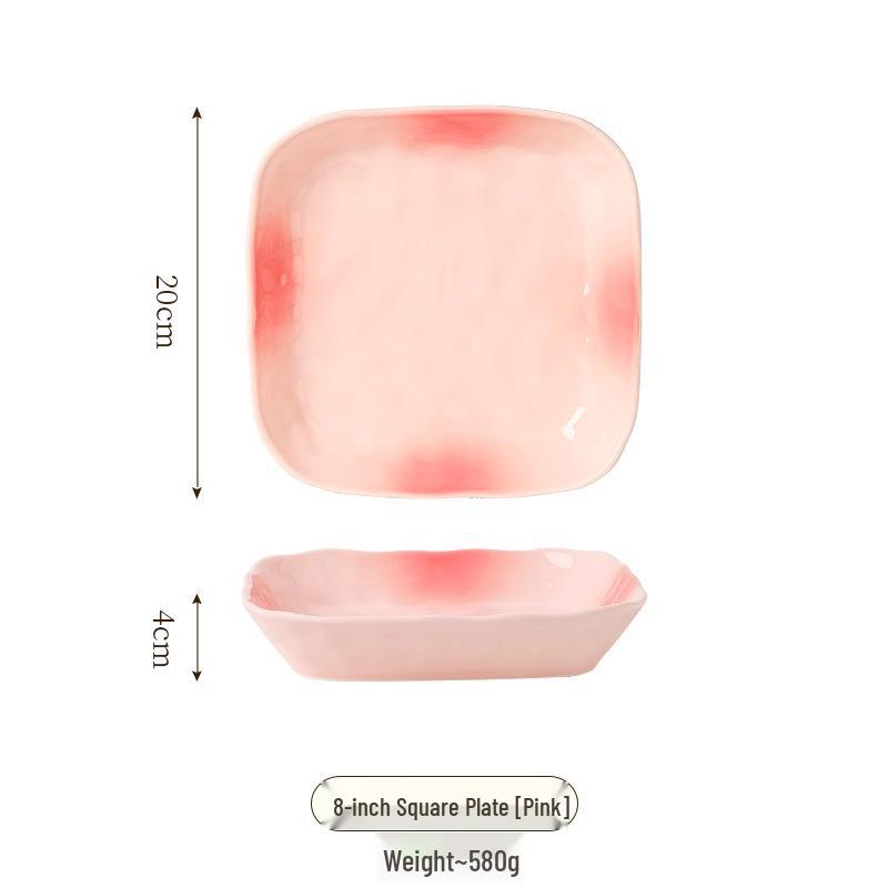 2025 Stylish Pink Ceramic Tableware Set: Elegant Plates and Deep Fruit Bowls