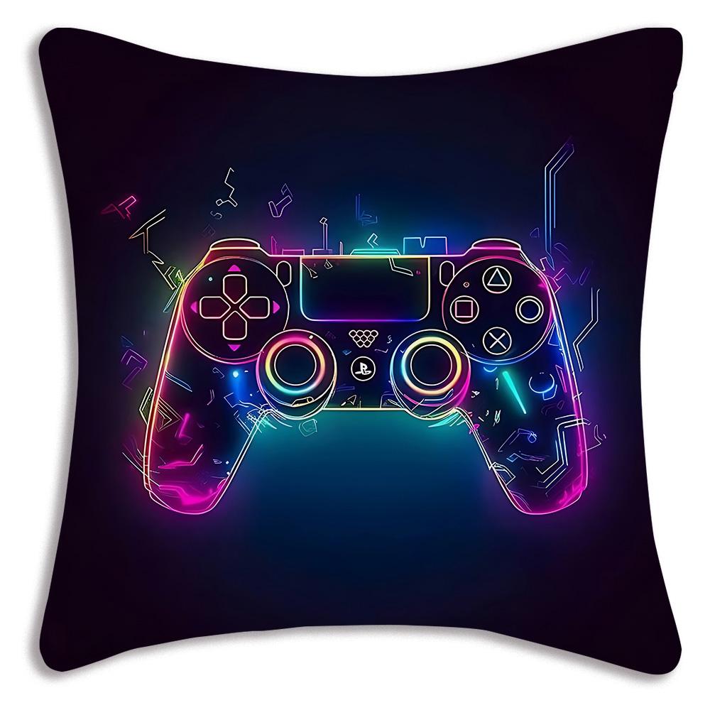 Hot Colorful Game Gamepad Pillow Covers Cartoon Sofa Decorative Home Double-Sided Printing Short Plush Cute Cushion Cover