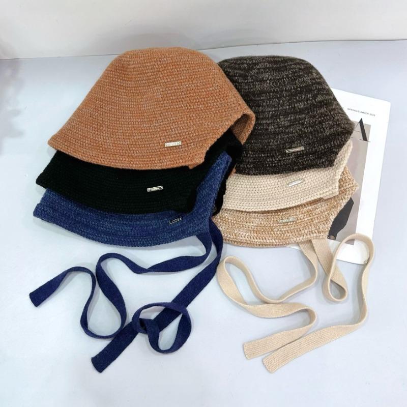 25 Early Autumn New Knitted Fisherman Hat Children's Breathable Versatile Shading Face Small Lace-up Basin Hat