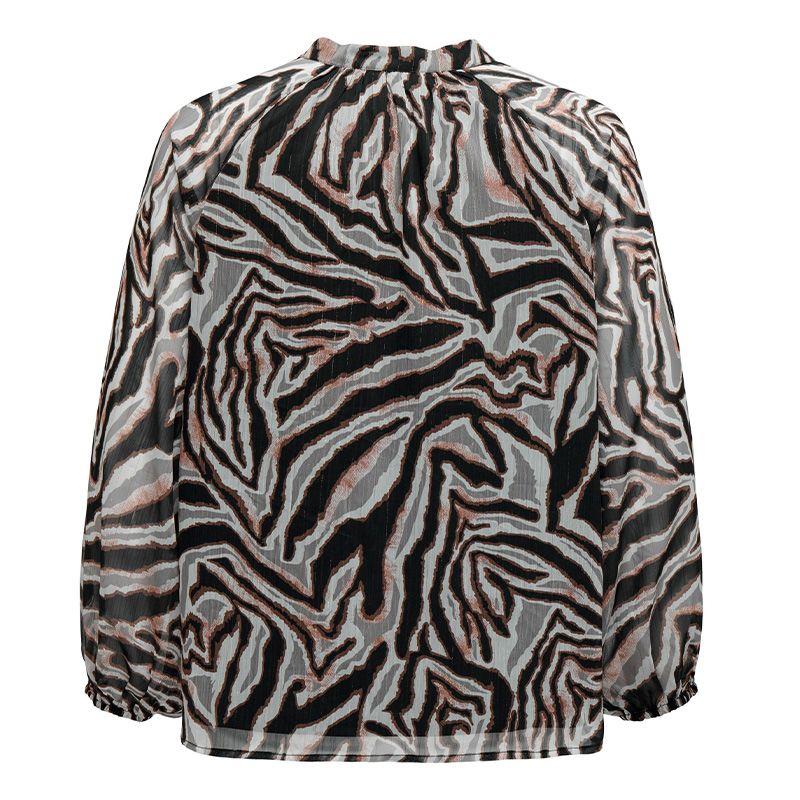 Blouse col v mi transparente imprimée fantaisie Femme ONLY CARMAKOMA