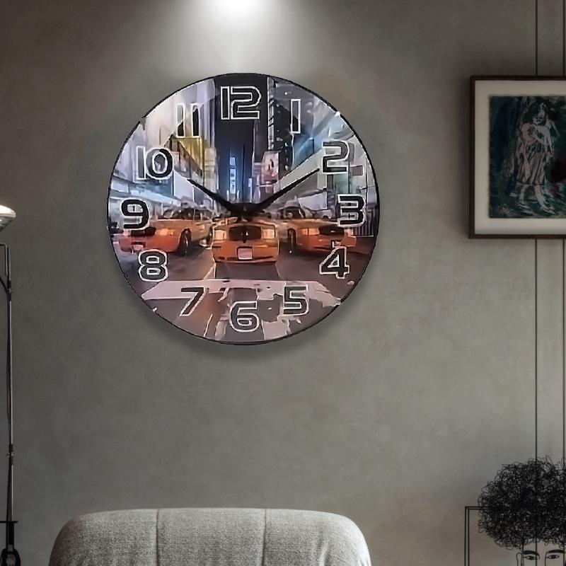 Style Silent Cartoon Clock Personality Creative Wall Clock Artist Bedroom Clock Sunrise Impression