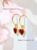 Retro Ruby and Diamond Heart Jewelry Set: Earrings, Ring, Necklace