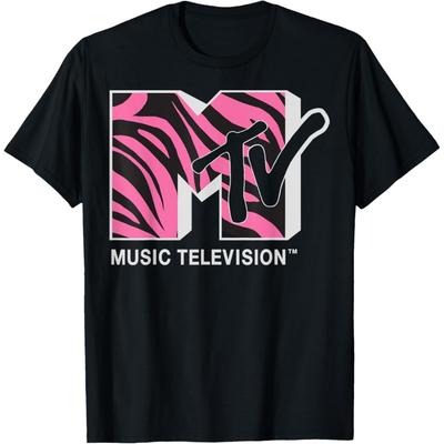 MTV Růžové a černé logo Zebra Grafické tričko Tričko