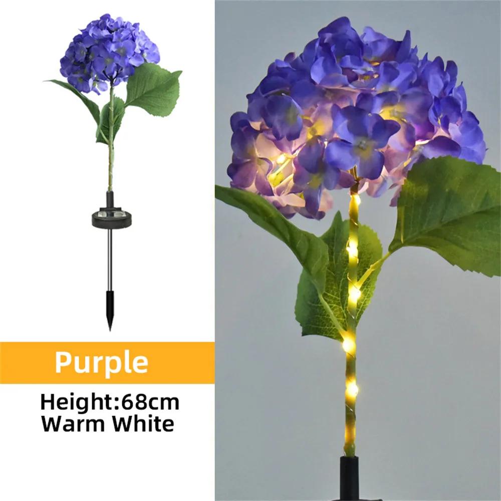 LED Solar Garden Light Outdoor Hydrangea Light Waterproof Flowers Stake Light for Garden Pathway Backyard Landscape Decorative