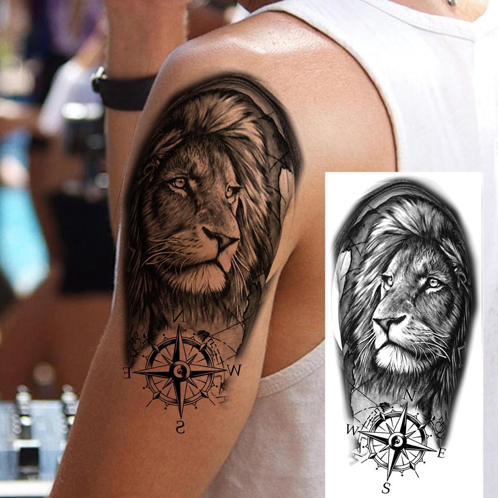 1 Sheet Creative Lion Tiger Family Temporary Tattoos Realistic Eagle Owl Animals Tatoos Waterproof Fake Tattoo Sticker Last Long