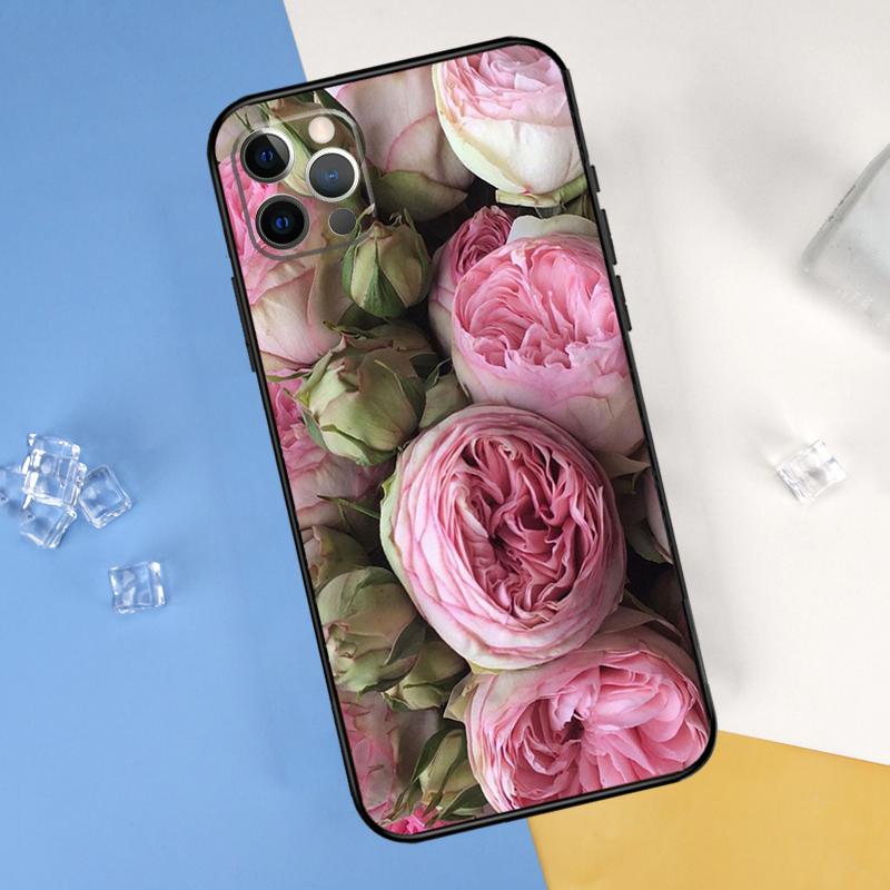 Peonies Beautiful Flower Phone Case For iPhone 16 Pro Max 16e 12 13 Mini 11 14 15 Pro Max XR 15 16 Plus Cover Shell