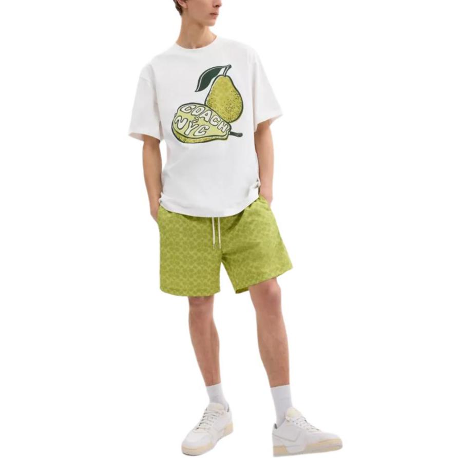 Coach Ss25 Cotton Pear Shape Short Sleeve T-Shirt Men Tops White CY576-NFY