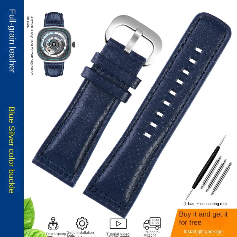 Rindsleder Uhrenarmband für Seven Friday SF-M2/Q201/02/03 P3C/02/SF-M3/04/P1B/01 Armband Echtes Leder Uhrenarmband 28mm Herren Armband