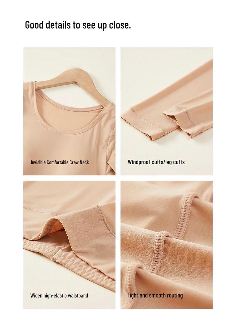 Women's Beauty Skin Base Layer Set: Warm Invisible Underwear Top and Trousers for Autumn/Winter 2025