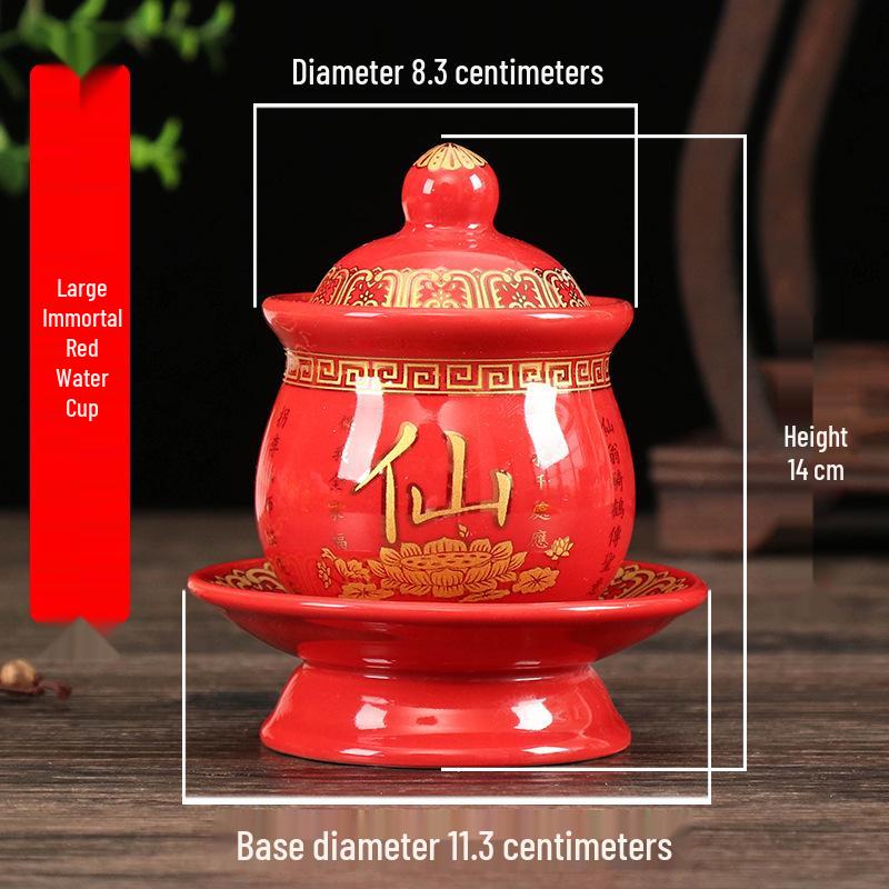 Coppa per Acqua per Altare Buddista in Ceramica di Loto con Mantra della Grande Compassione - Tazza per Offerte a Guanyin