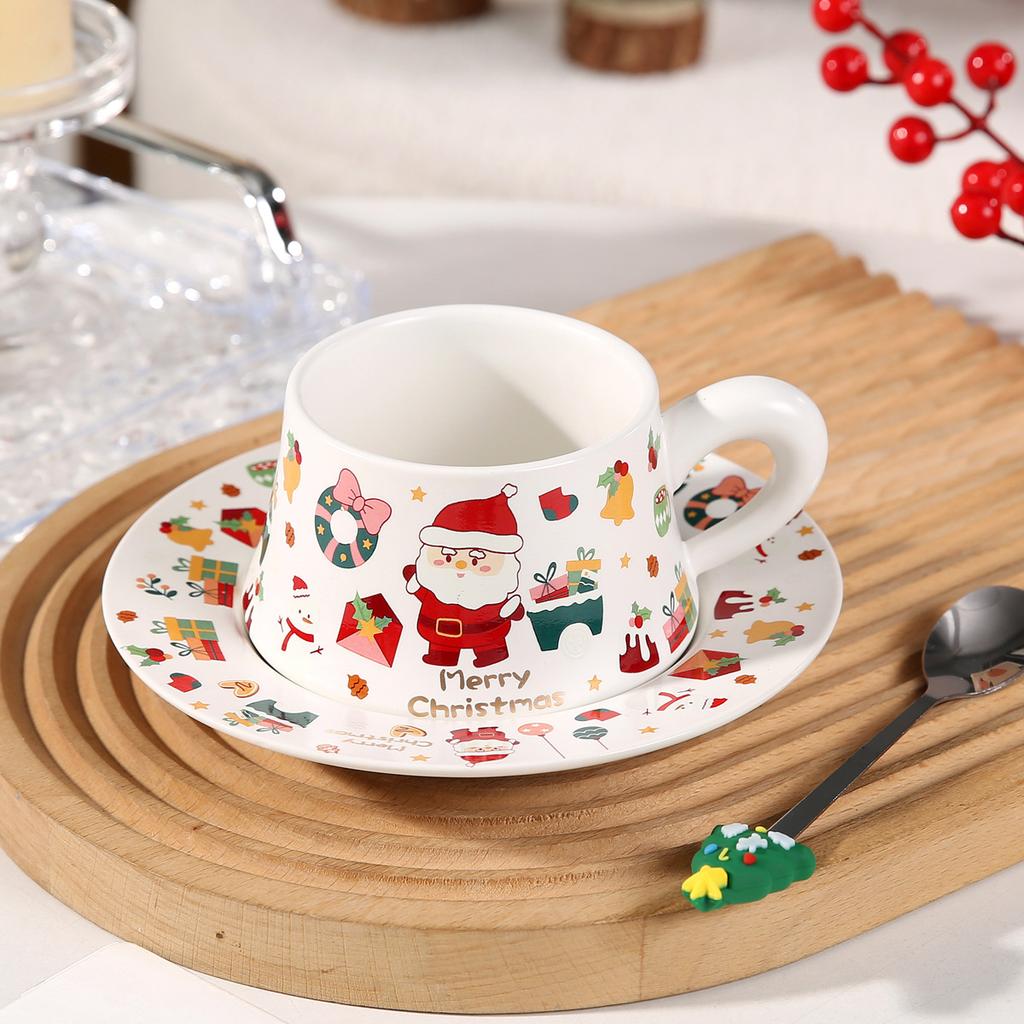 Christmas Ceramic Creative Retro Style Coffee Cup Couple Cartoon Souvenir Water Cup Set