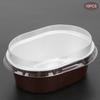 10Pcs Disposable Oval‑Shaped Aluminum Foil Cake Baking Cup Mold with Lid Kitchen Accessory(Gold )