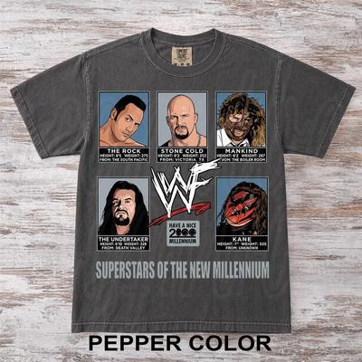 Maglietta Superstars of The New Millennium Wrestling, Maglietta Grafica Vintage di Wrestling, Regalo per Donne e Uomini, Regalo per Fan di Wrestling RZ