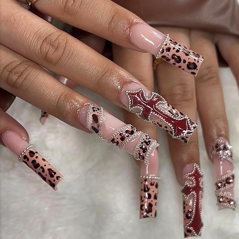 ins European and American hand-worn nail pads Long fake nails Nail patches Nail art products press on nails