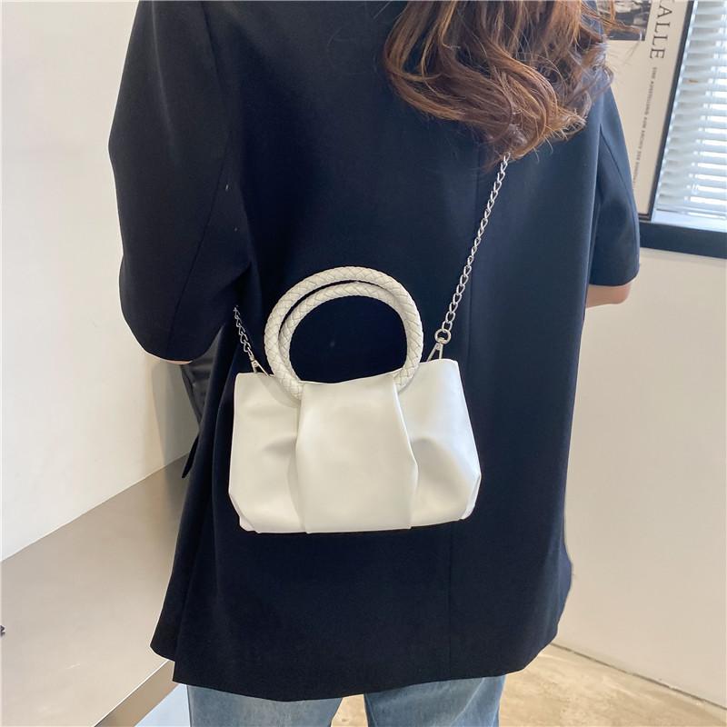 Women Crossbody Bag Soft Leather Solid Minimalist Female Single Shoulder Bags Fashion Pleated High Quality Messenger Bag