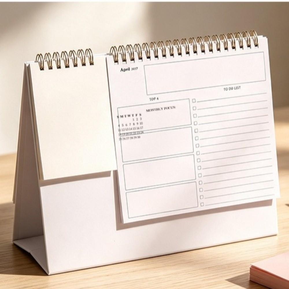 Portable Standing Flip Calendar Spiral Bound Desktop Calendar 2027 Desk Calendar School College