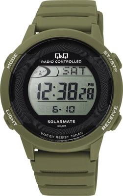 Citizen Digital Solar Date Urethane Green Q&Q Men's Watch, Radio-Controlled, Powered, Waterproof, Display, Strap, D01A-003VK,