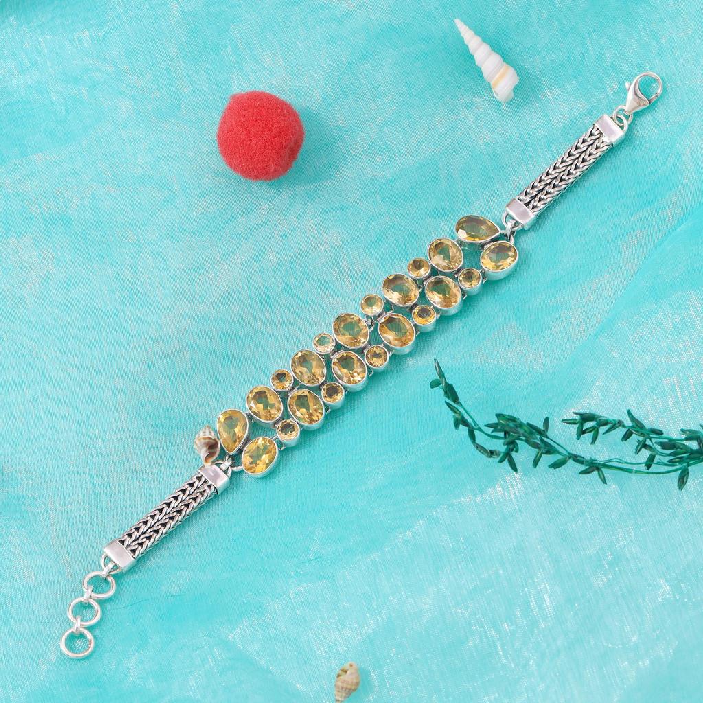 Citrine gemstone bracelet 925 sterling silver zivori jewelry yellow gemstone handmade bracelet