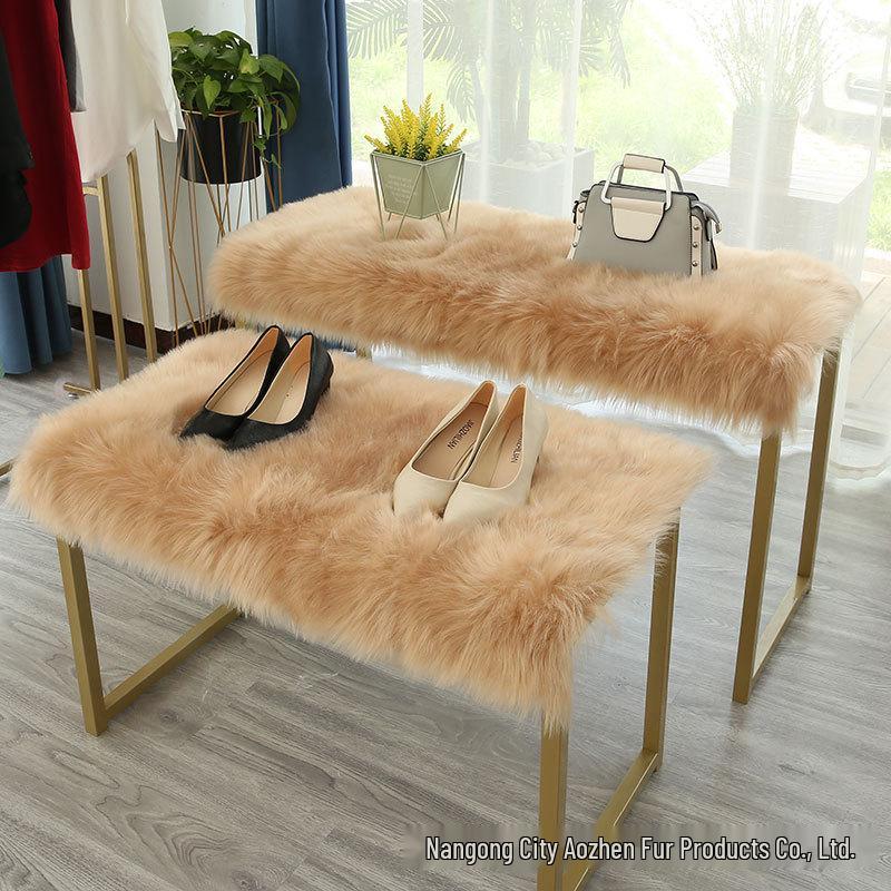 In-Stock White Faux Wool Plush Carpet Display Pad - Decorative Blanket & Desktop Feature
