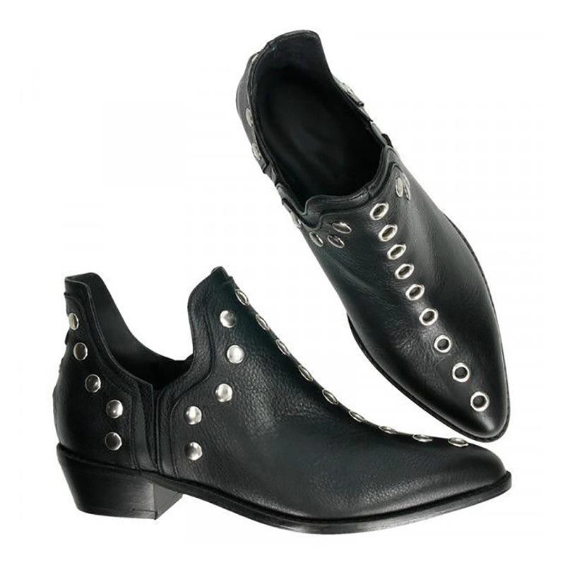 autumn new European and American pointed rivets personalized short boots women