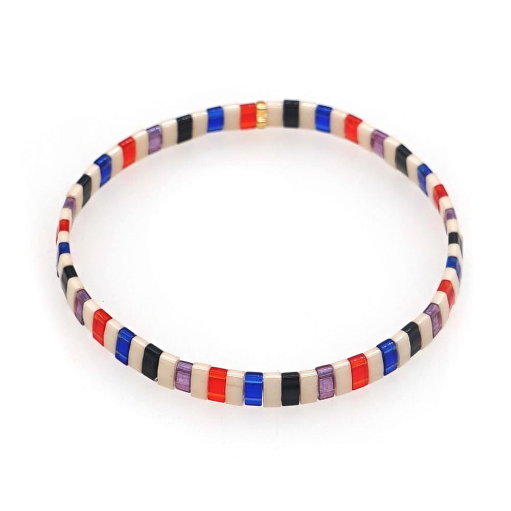 Ximang Fashion Jewelry Ximang Bracelet Enamel Bohemian Multicolor Half Tila Beads Elastic Stretch Bracelets for Women Jewellery