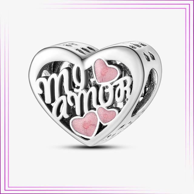 925 Sterling Sølv Hjerte Blomst Luftballong Flamingo Rosa Sjarm Plata De Ley Bil Katt Perle DIY For Originalt Armbånd Smykker