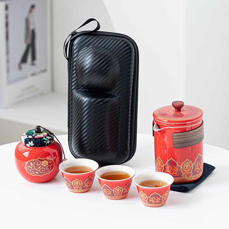 Portable Travel Tea Set Wholesale Outdoor Kung Fu Tea Set Quick Guest Cup Festival Chinese Business Gift Logo