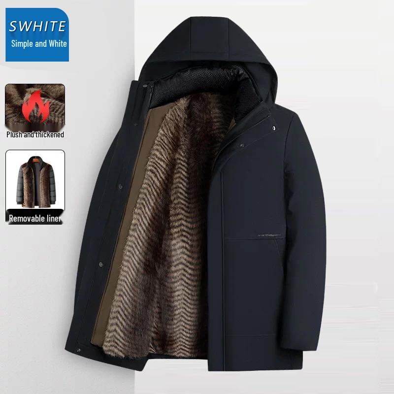 Men's Winter Fleece-Lined Hooded Puffer Jacket