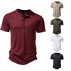 Mens Plain Short Sleeve Henley T Shirt Summer Casual Pullover Loose Top Blouse