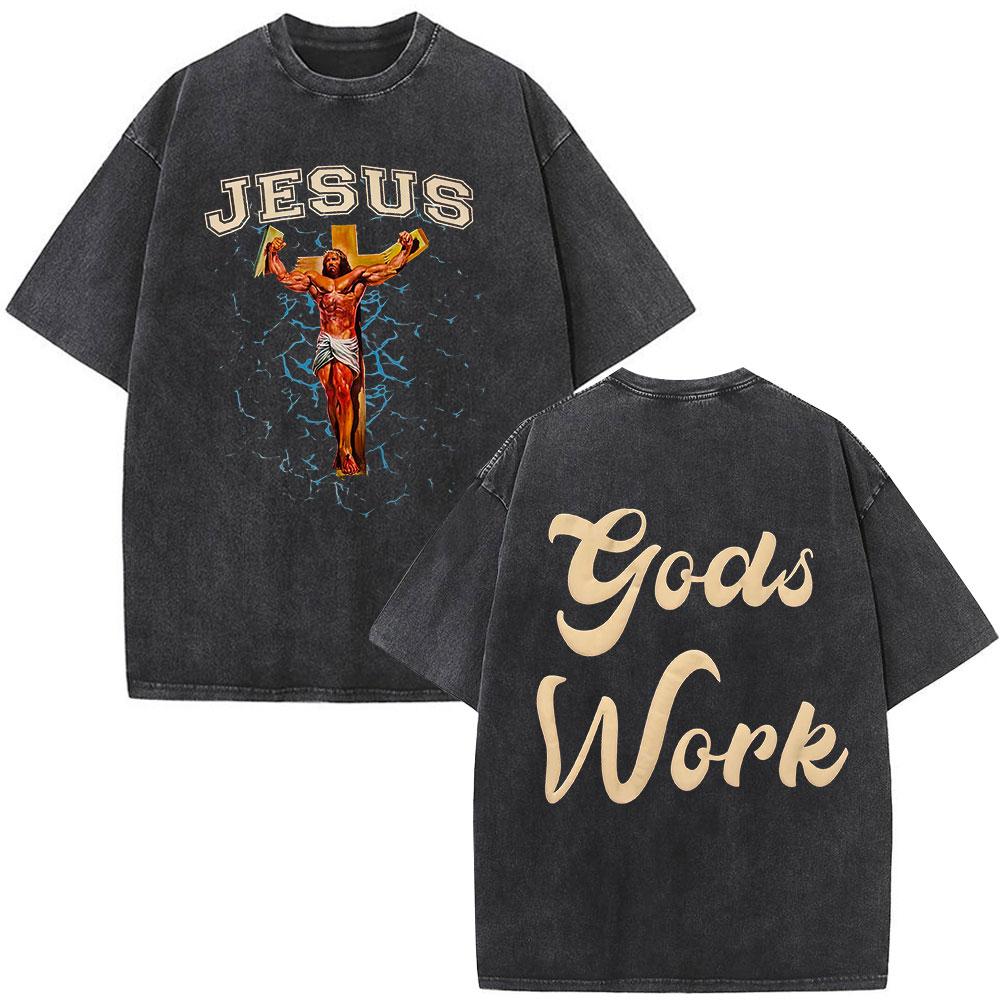 Christian Religious Jesus Forgive Them Father Bible Verse Vintage Acid Washed Tshirt Men Fashion Oversized T Shirts Streetwear