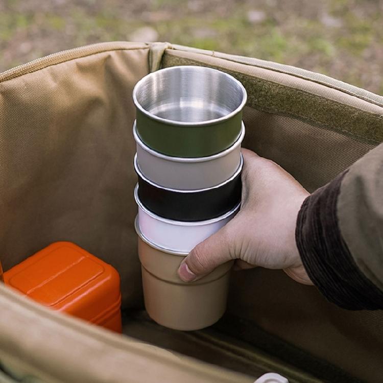 4pcs Stainless Steels Drinking Cup Outdoor Travel Coffees Milk Mugs Replacement Stackable Camping Cup with Cup Cover