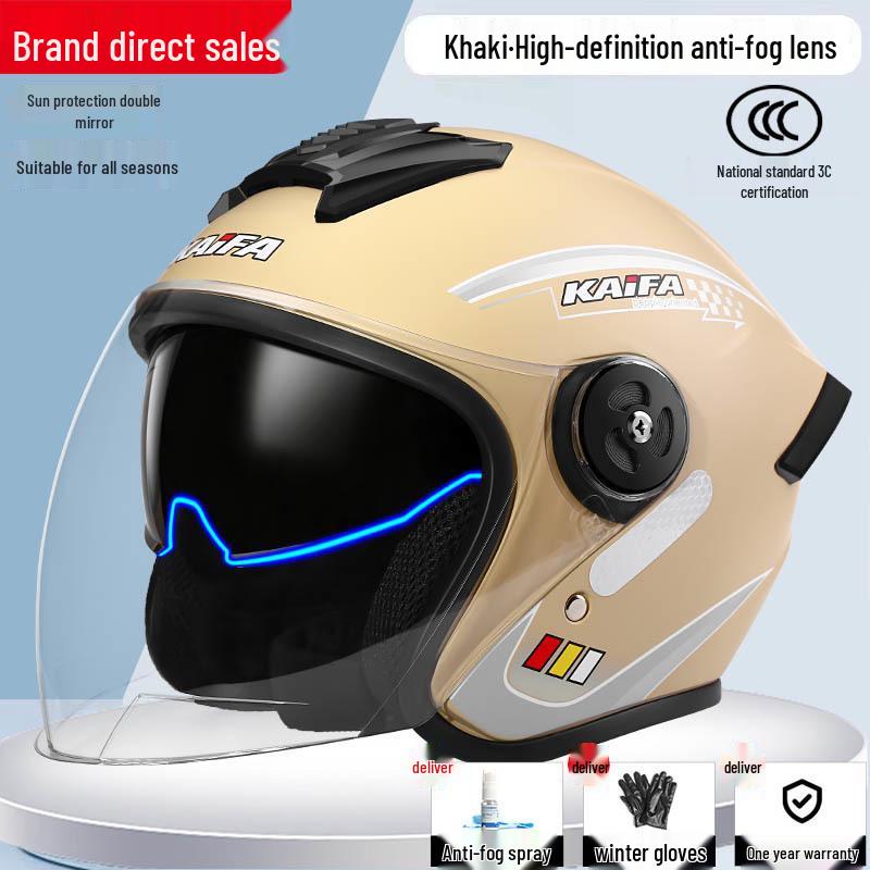 GB Certified Universal Helmet: Half Helmet for Men & Women, Anti-Fog, Four-Season Comfort, Safety Assurance