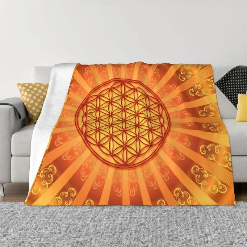 Flower Of Life Sacred Geometry Blanket Flannel Fleece Geometric Pattern Mandala Throw Blankets for Travel Bedding Couch Quilt
