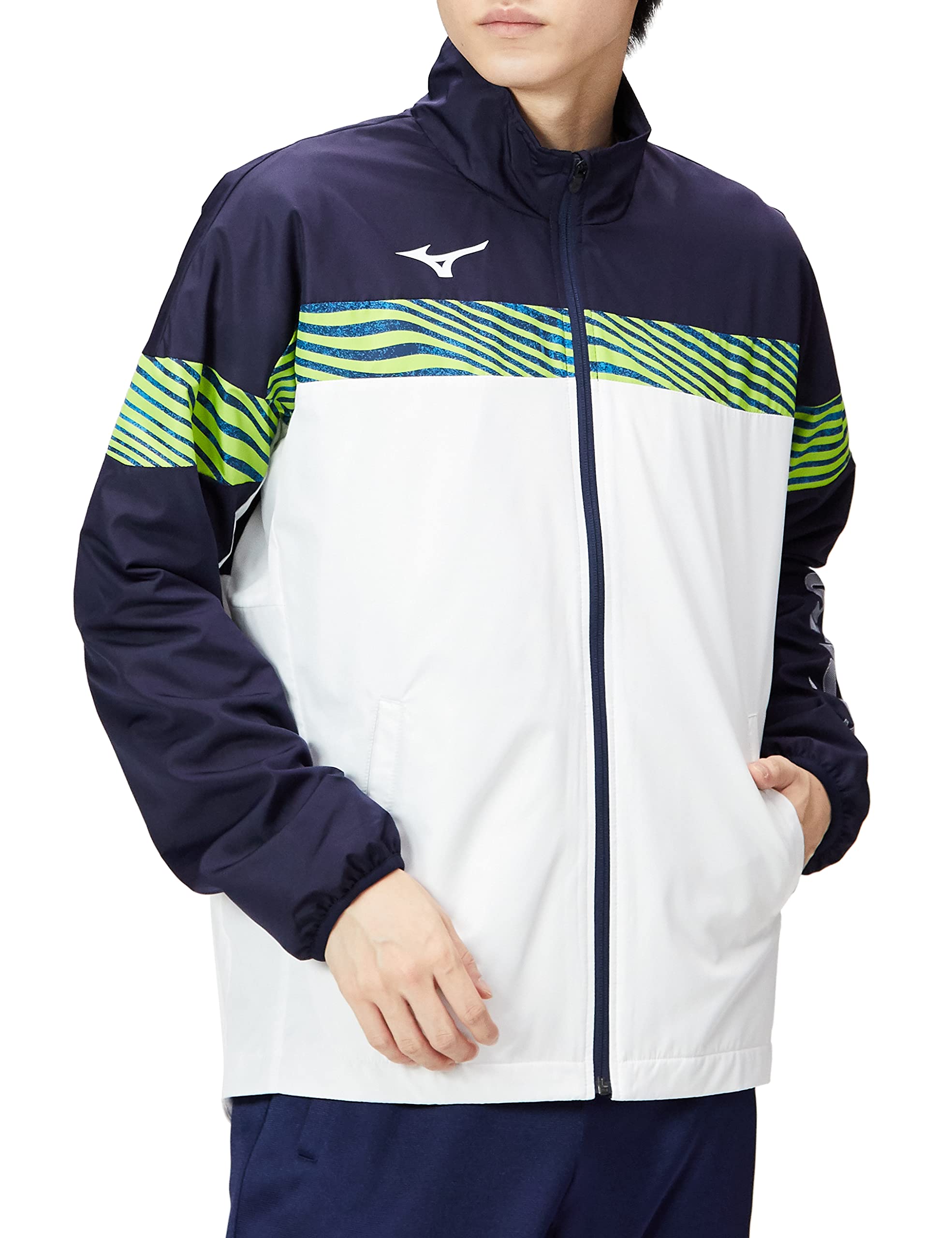 

Mizuno Breath Thermo Warmer Tennis Dynamotion Size XS Jacket, Fit, Moisture-Wicking, Heat-Generating, Water-Repellent, Windproof, White/Navy, (Product