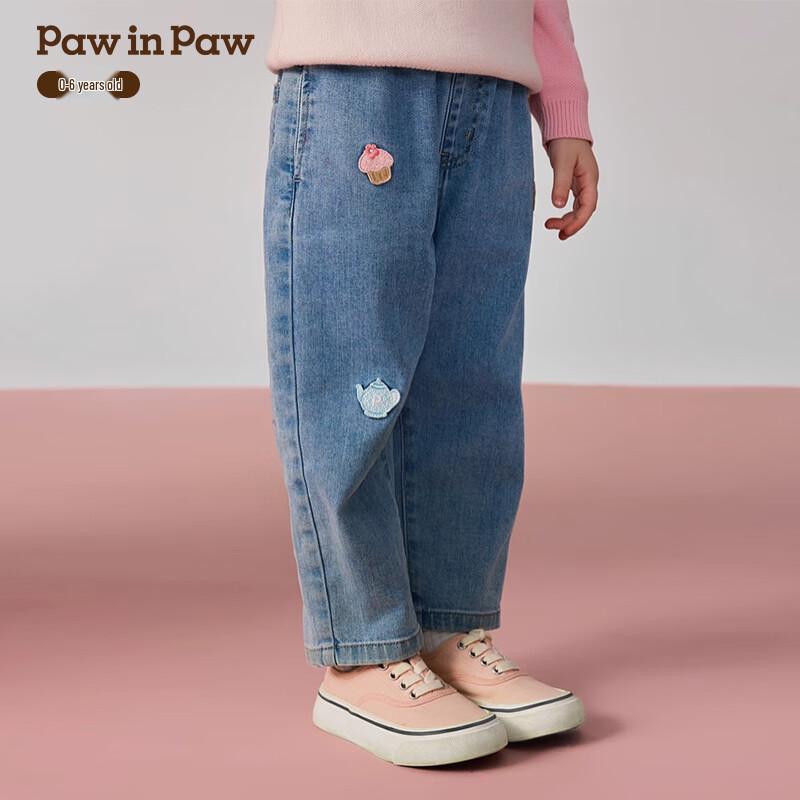 Джинсы для девочек PawinPaw, повседневные, из денима, с мультяшным медведем 90