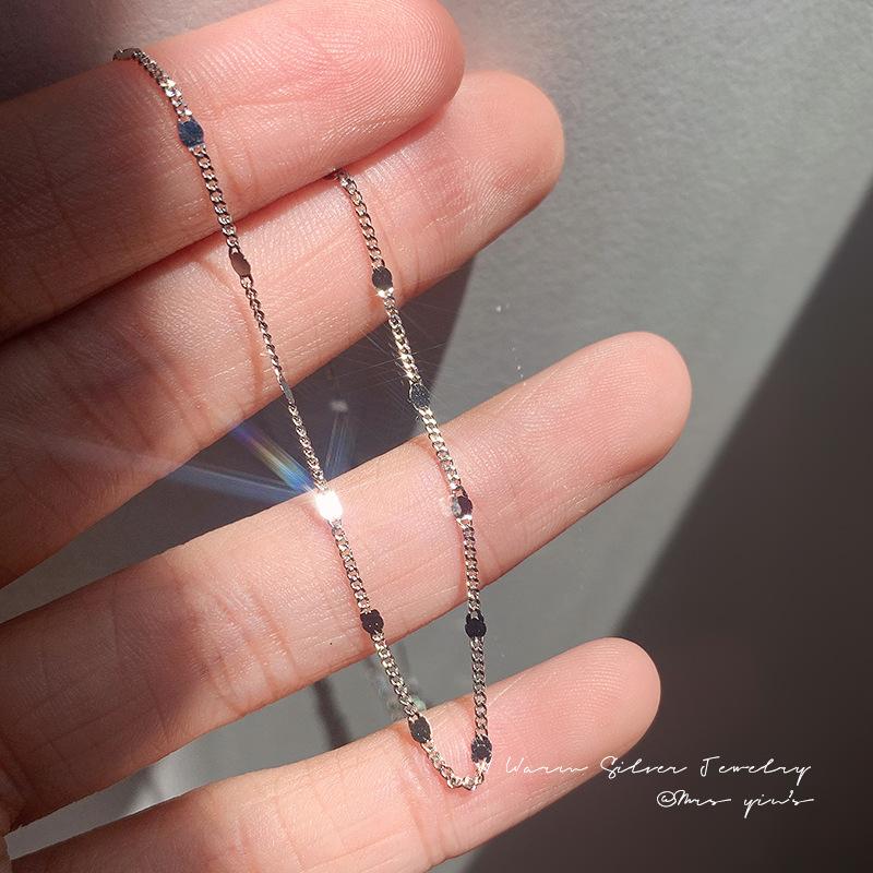 925 Sterling Silver Sparkling New Necklace Disc Clavicle Chain Simple Bare Chain Multifunctional Ladies Jewelry Party Gift