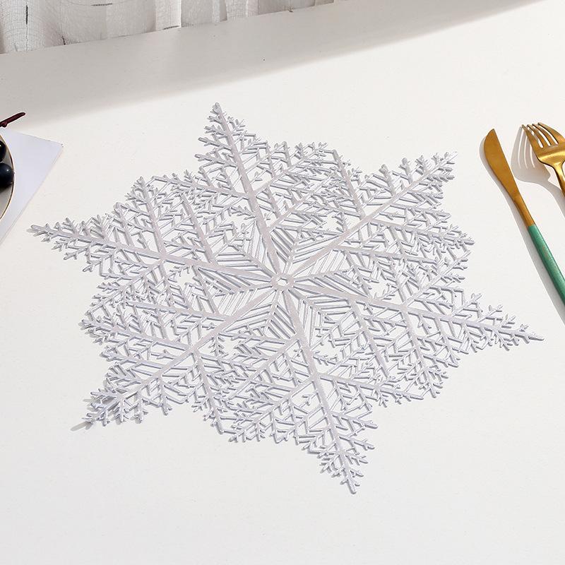 Snowflake PVC Christmas Placemat - Hot Stamping Christmas Table Decoration for Western Restaurants