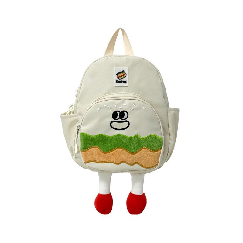 Cartoon Hamburger School Backpack Students Bag Breathable Outdoor Gift Travel