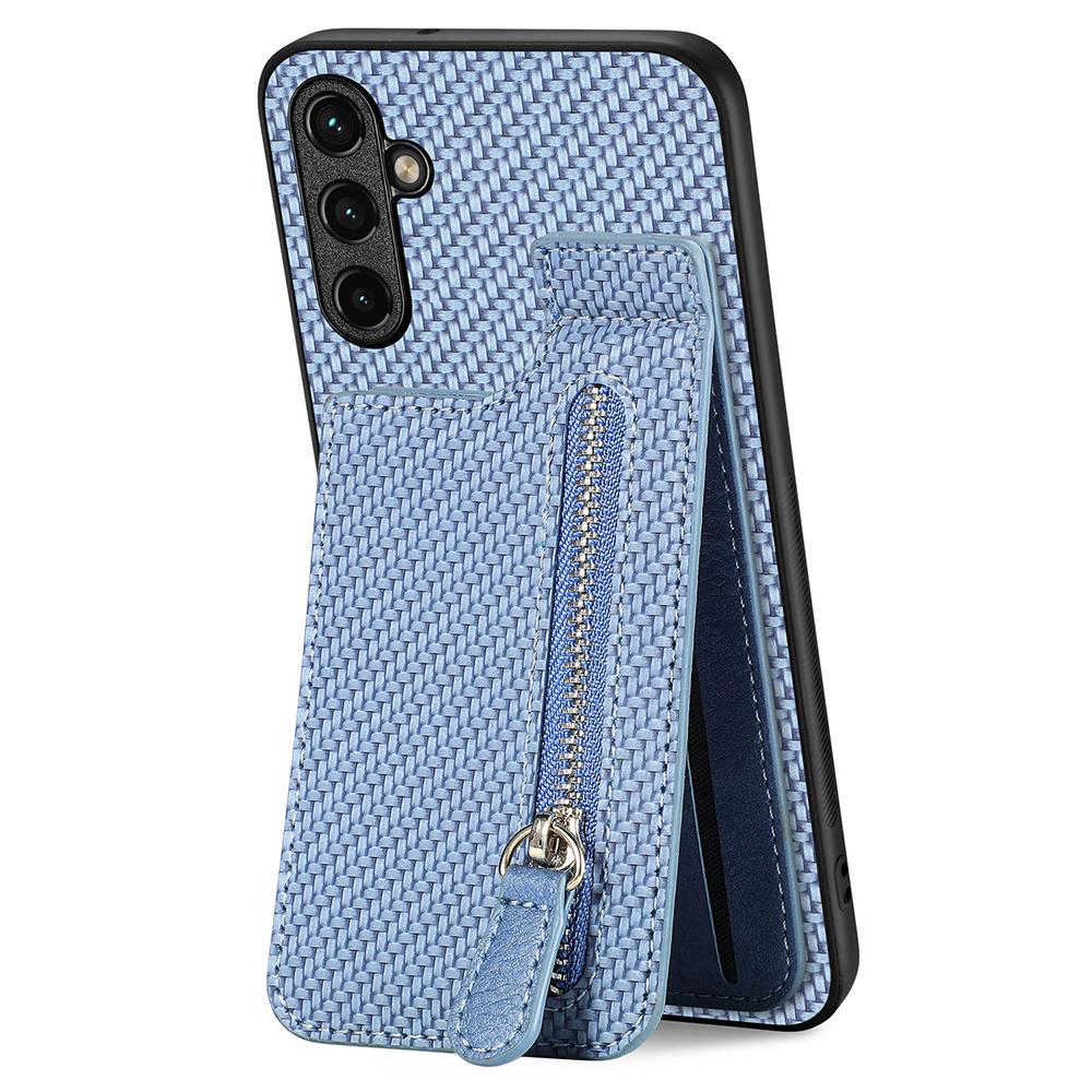 

C1-03 For Samsung Galaxy A15 4G/A15 5G Case Vertical Kickstand Carbon Fiber Bump Proof Phone Cover Blue