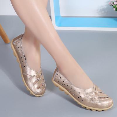 12 Colori Estate Nuovo Ritagliato Vuoto Vera Pelle Donne Solido Taglia Grande Ballerine Casual Slip On Scarpe Femminile Signora Scarpa da Barca