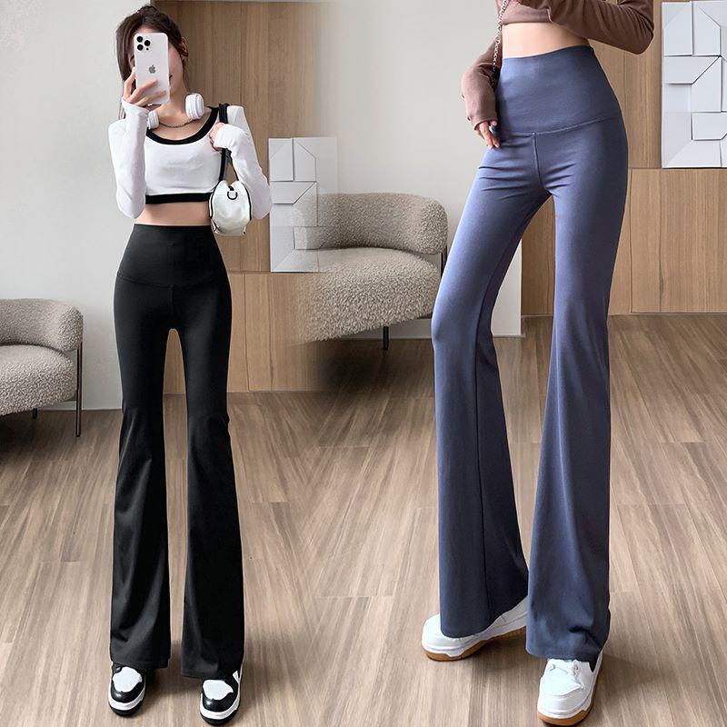 High-Waisted Slim Fit Velvet Wide-Leg Yoga Pants for Spring, Autumn, and Winter