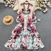 Palace Style Elegant Slim Looking Dress Printed Mesh