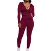 Fashion Women  Lady Split 2 Piece Sports Suit Set Casual Solid Color Suit