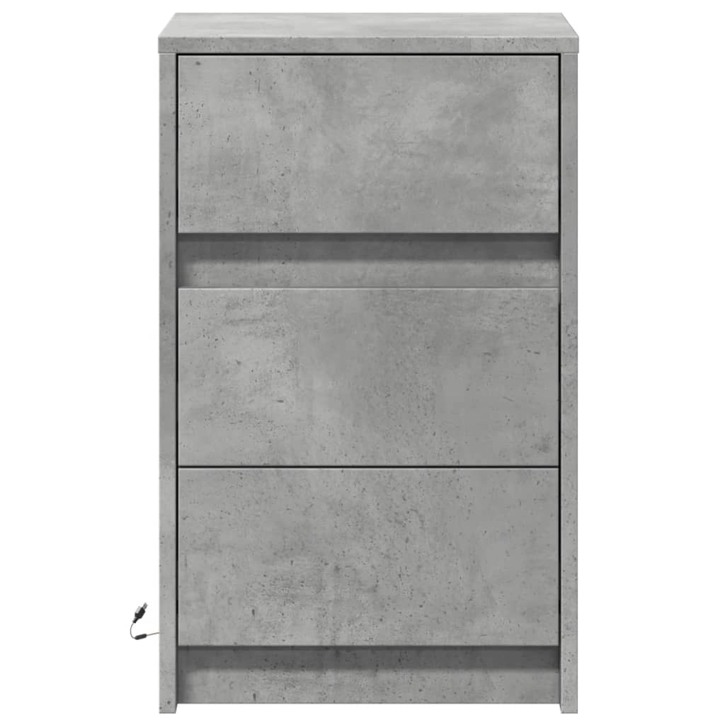 Nightstand with LED Lights Concrete Grey Particleboard
