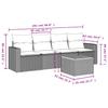 5-teiliges Gartensofa-Set mit Kissen Schwarzes Poly-Rattan