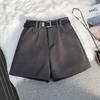 Women's Summer Grey High-Waisted A-Line Shorts 2025 - Loose Wide-Leg Casual Trousers