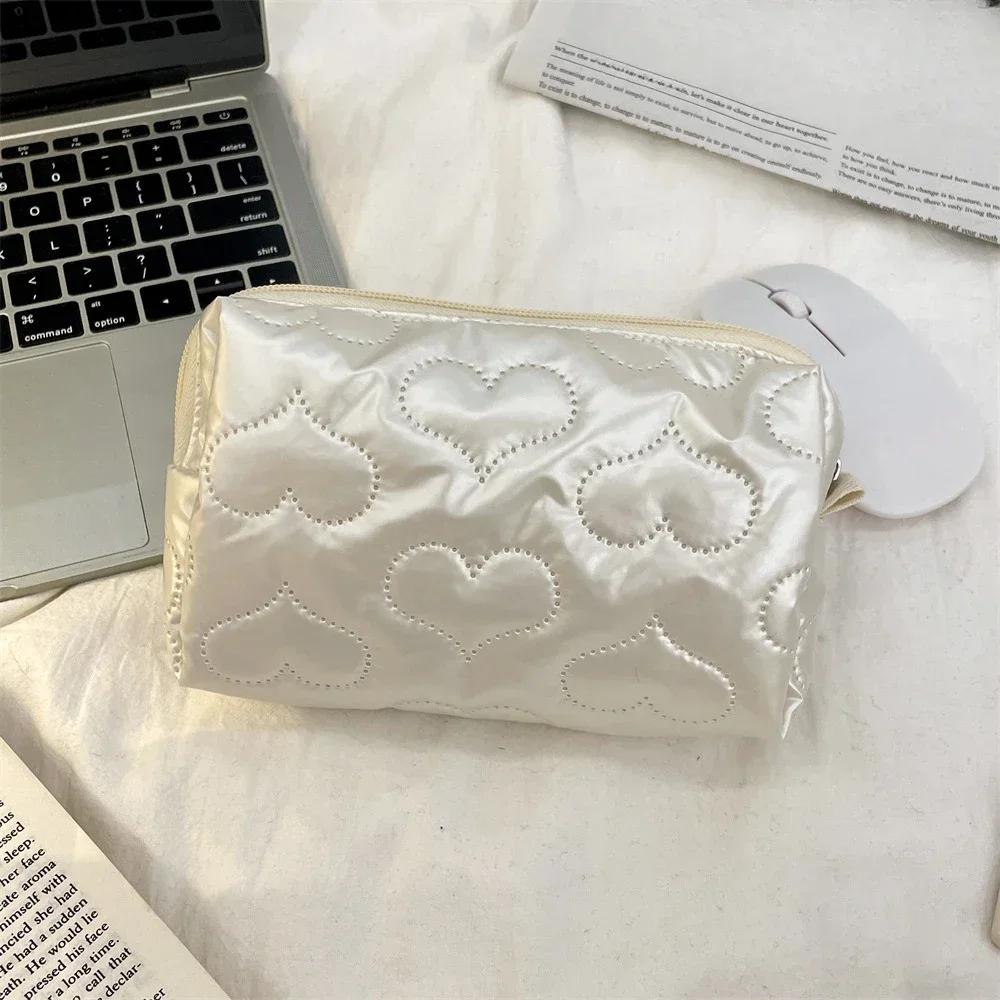 

Korean PU Love Bow Cosmetic Bag Makeup Pouch Travel Cosmetic Organizer Pocket Multi-function Makeup Lipstick Storage Bag Handbag