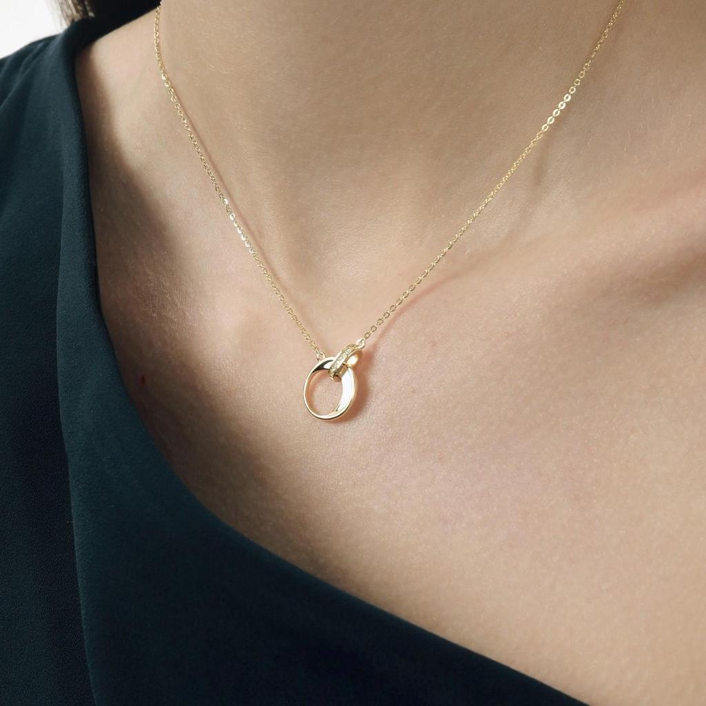 Crescent Moon 14K Gold S925 Silver Pearl Zircon Pendant Necklace for Women