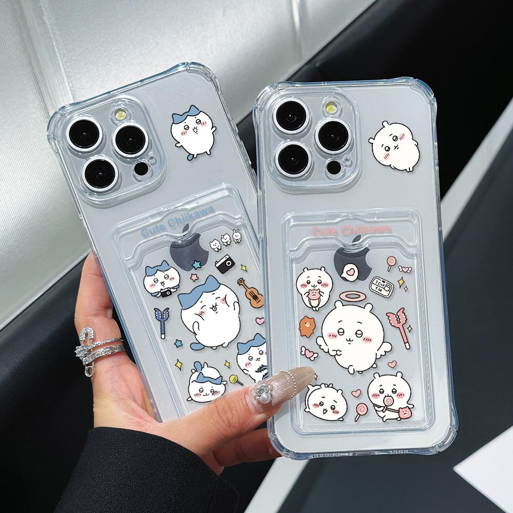 Chiikawas Hachiwares Phone Case for iPhone 16 15 14 Plus 13 12 Mini 11 Pro Max X Xs XR 7 8 Card Pocket Soft Clear Cover