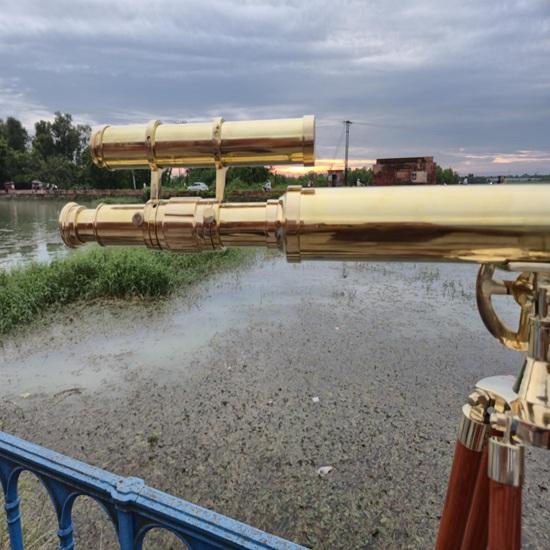 Maritime Brass Telescope Adjustable Wooden Tripod Nautical Decor Gift 42x Functional Telescope Home, Office, Studio Decor Gift